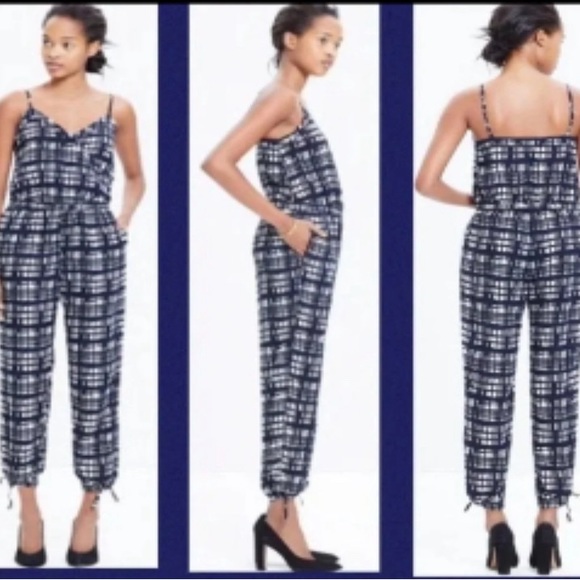 Madewell Jumpsuit • faux wrap • blue/white • pockets - Picture 3 of 6